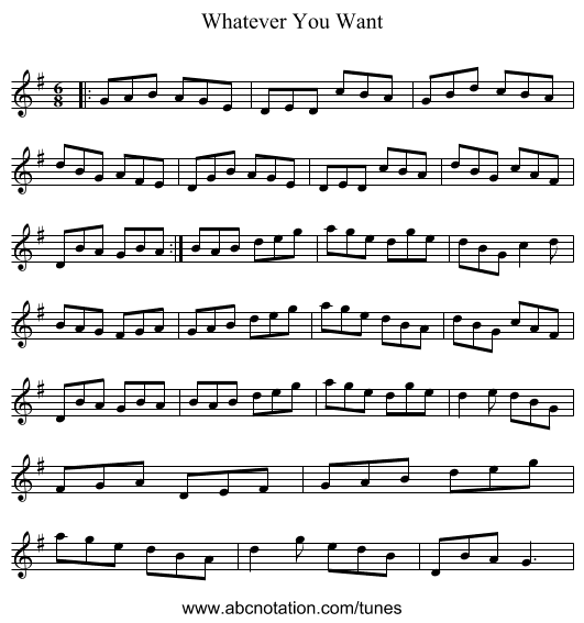 Whatever You Want - staff notation