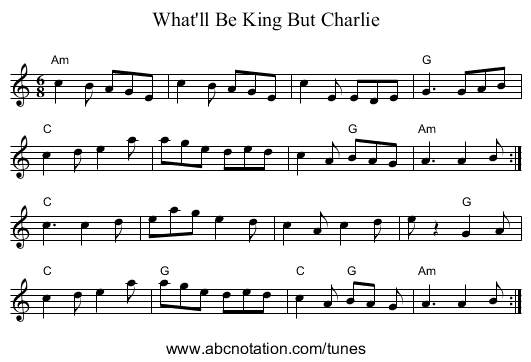 What'll Be King But Charlie - staff notation