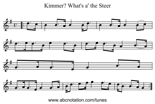 What's a' the Steer, Kimmer? - staff notation
