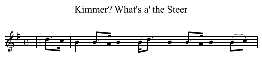 What's a' the Steer, Kimmer? - staff notation
