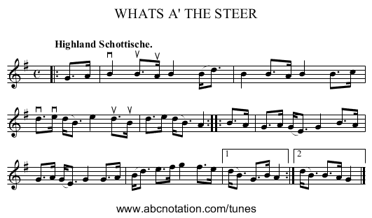 WHATS A' THE STEER - staff notation