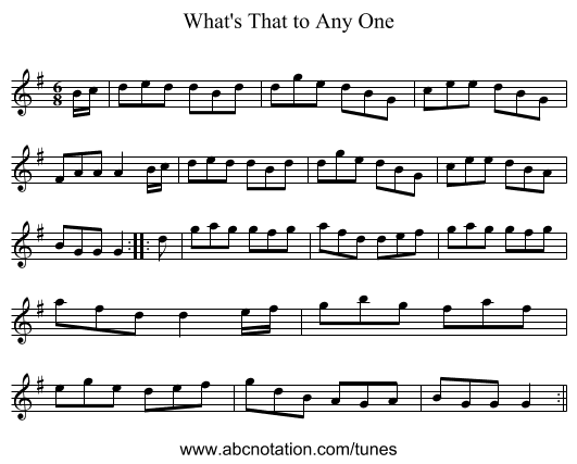 What's That to Any One - staff notation