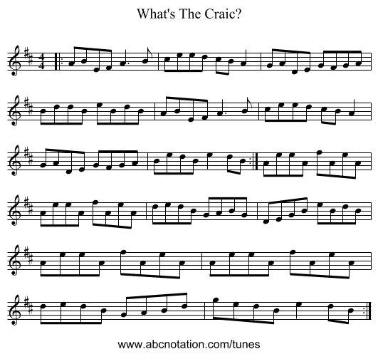What's The Craic? - staff notation