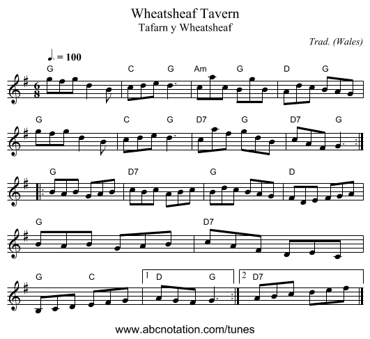 Wheatsheaf Tavern - staff notation