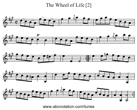 Wheel of Life [2], The - staff notation