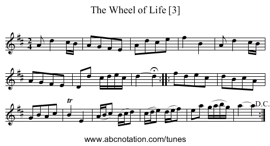 Wheel of Life [3], The - staff notation