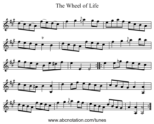 Wheel of Life, The - staff notation