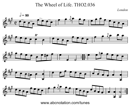 Wheel of Life. THO2.036, The - staff notation