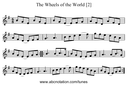 Wheels of the World [2], The - staff notation