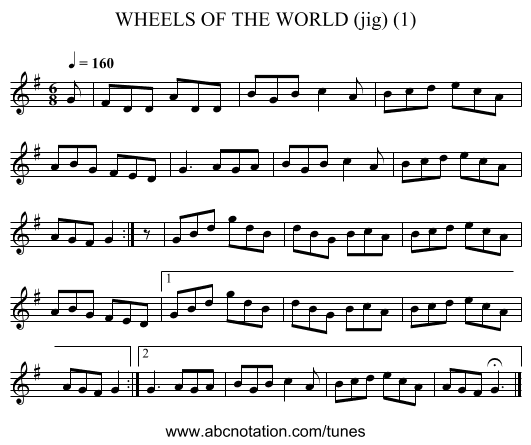 WHEELS OF THE WORLD (jig) (1) - staff notation