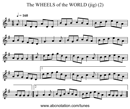 WHEELS of the WORLD (jig) (2), The - staff notation