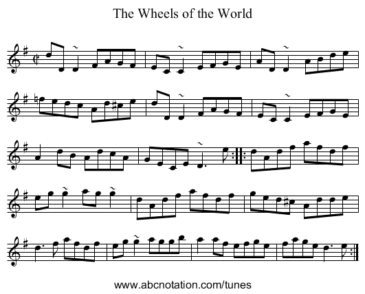 Wheels of the World, The - staff notation