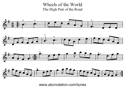 Wheels of the World - staff notation