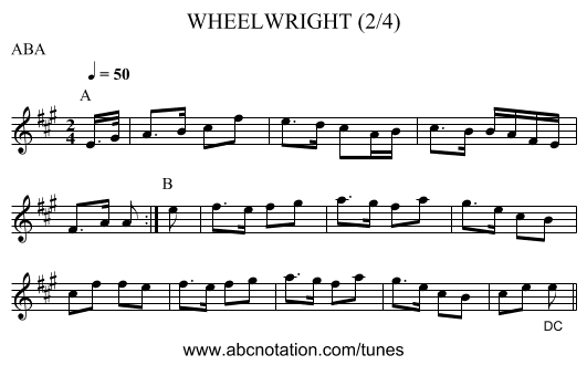 WHEELWRIGHT (2/4) - staff notation