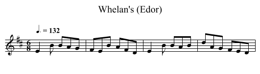 Whelan's (Edor) - staff notation