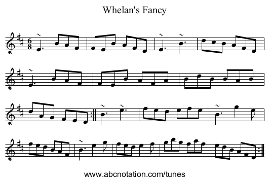 Whelan's Fancy - staff notation