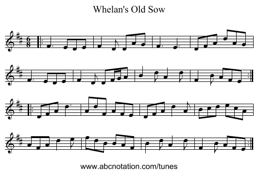 Whelan's Old Sow - staff notation