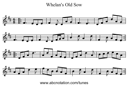 Whelan's Old Sow - staff notation