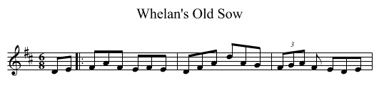 Whelan's Old Sow - staff notation