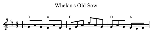 Whelan's Old Sow - staff notation