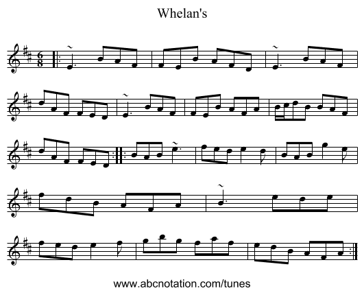 Whelan's - staff notation