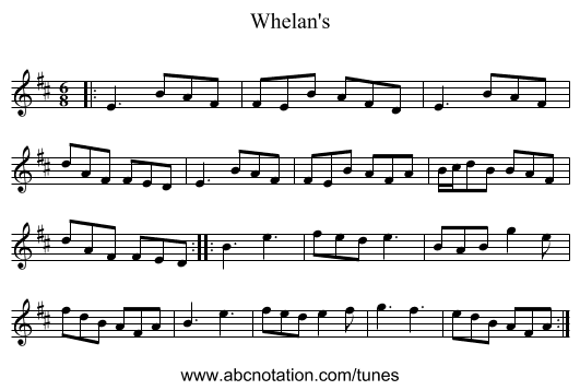 Whelan's - staff notation