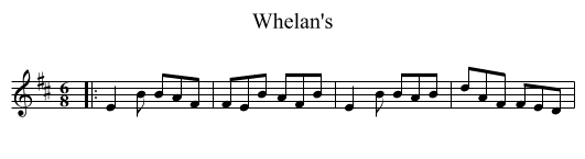 Whelan's - staff notation