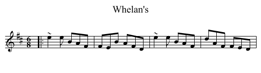 Whelan's - staff notation