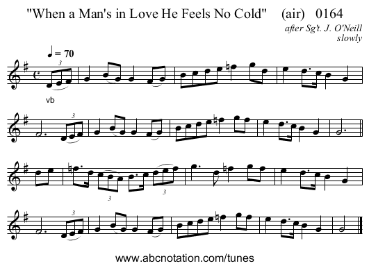 When a Man's in Love He Feels No Cold    (air)   0164 - staff notation