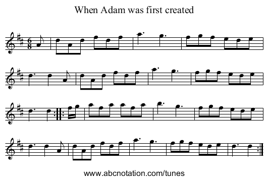 When Adam was first created - staff notation