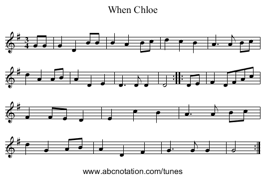 When Chloe - staff notation