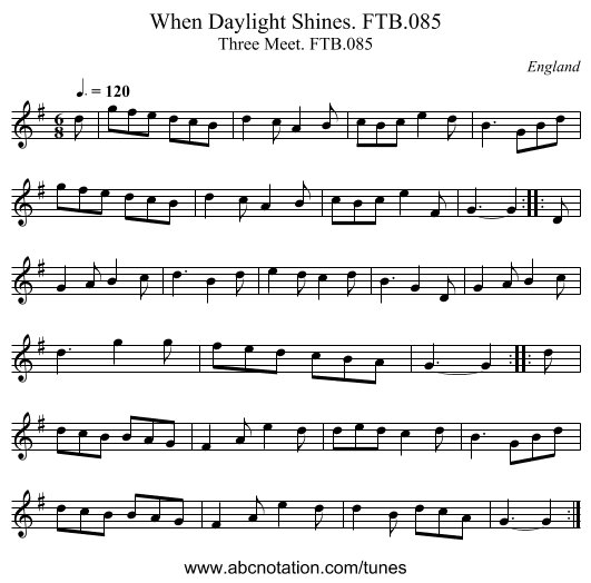 When Daylight Shines. FTB.085 - staff notation