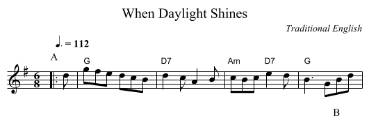 When Daylight Shines - staff notation