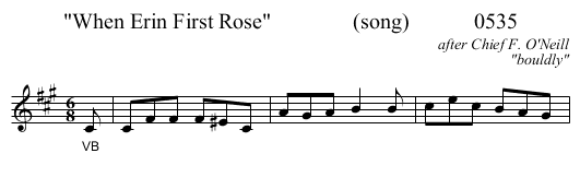 When Erin First Rose               (song)            0535 - staff notation