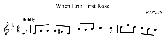 When Erin First Rose - staff notation