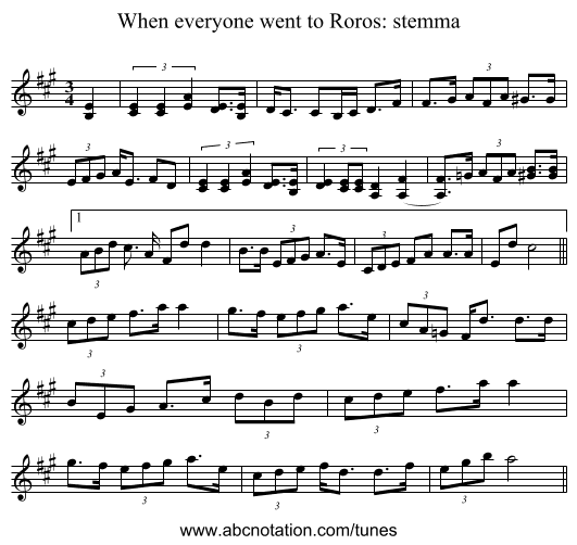 When everyone went to Roros: stemma - staff notation