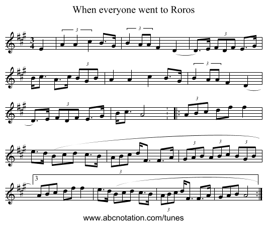 When everyone went to Roros - staff notation