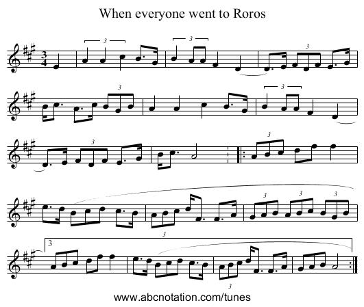 When everyone went to Roros - staff notation