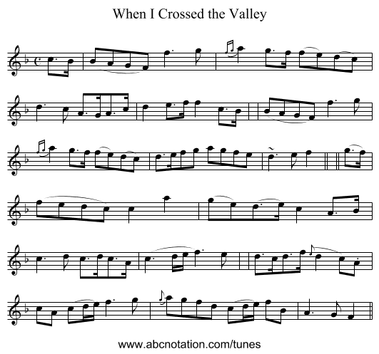 When I Crossed the Valley - staff notation