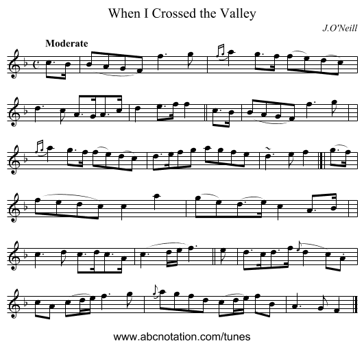 When I Crossed the Valley - staff notation