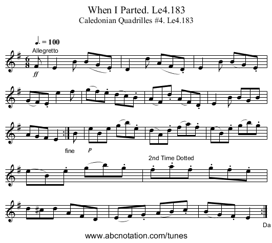 When I Parted. Le4.183 - staff notation