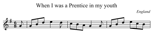 When I was a Prentice in my youth - staff notation