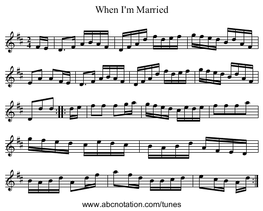 When I'm Married - staff notation