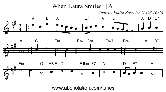 When Laura Smiles   [A] - staff notation