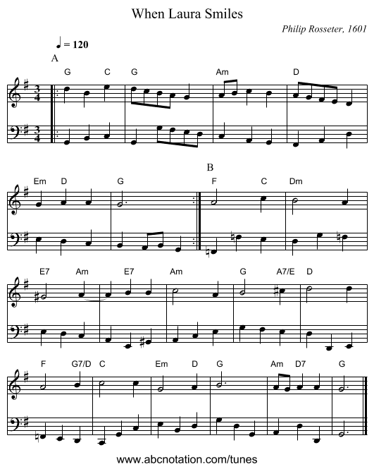 When Laura Smiles - staff notation