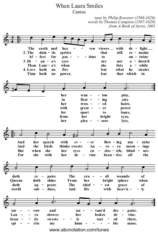 When Laura Smiles - staff notation