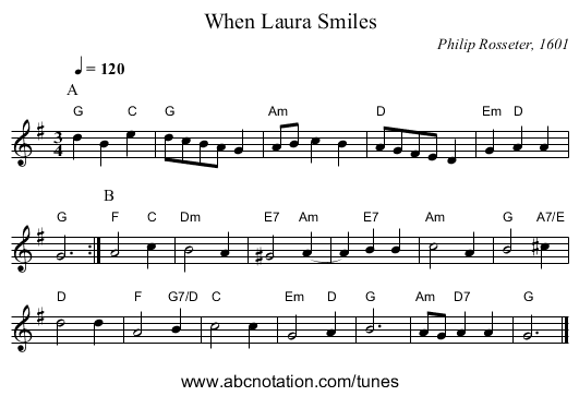 When Laura Smiles - staff notation