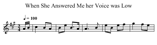 When She Answered Me her Voice was Low - staff notation