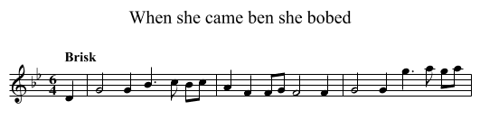 When she came ben she bobed - staff notation