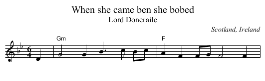 When she came ben she bobed - staff notation